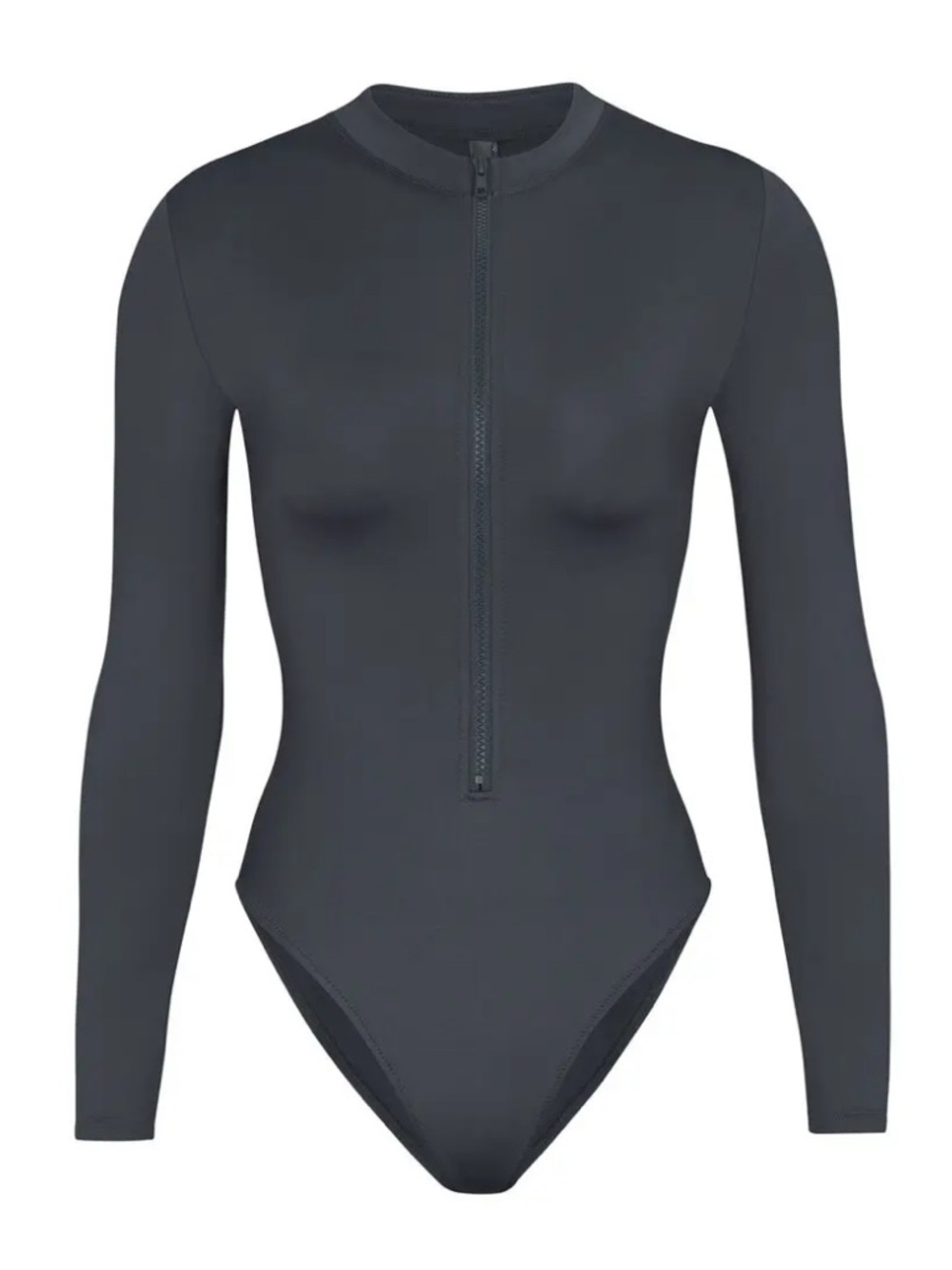 Skims zip front long sleeve one piece bathing suit gunmetal LARGE NWT 🩶sw65